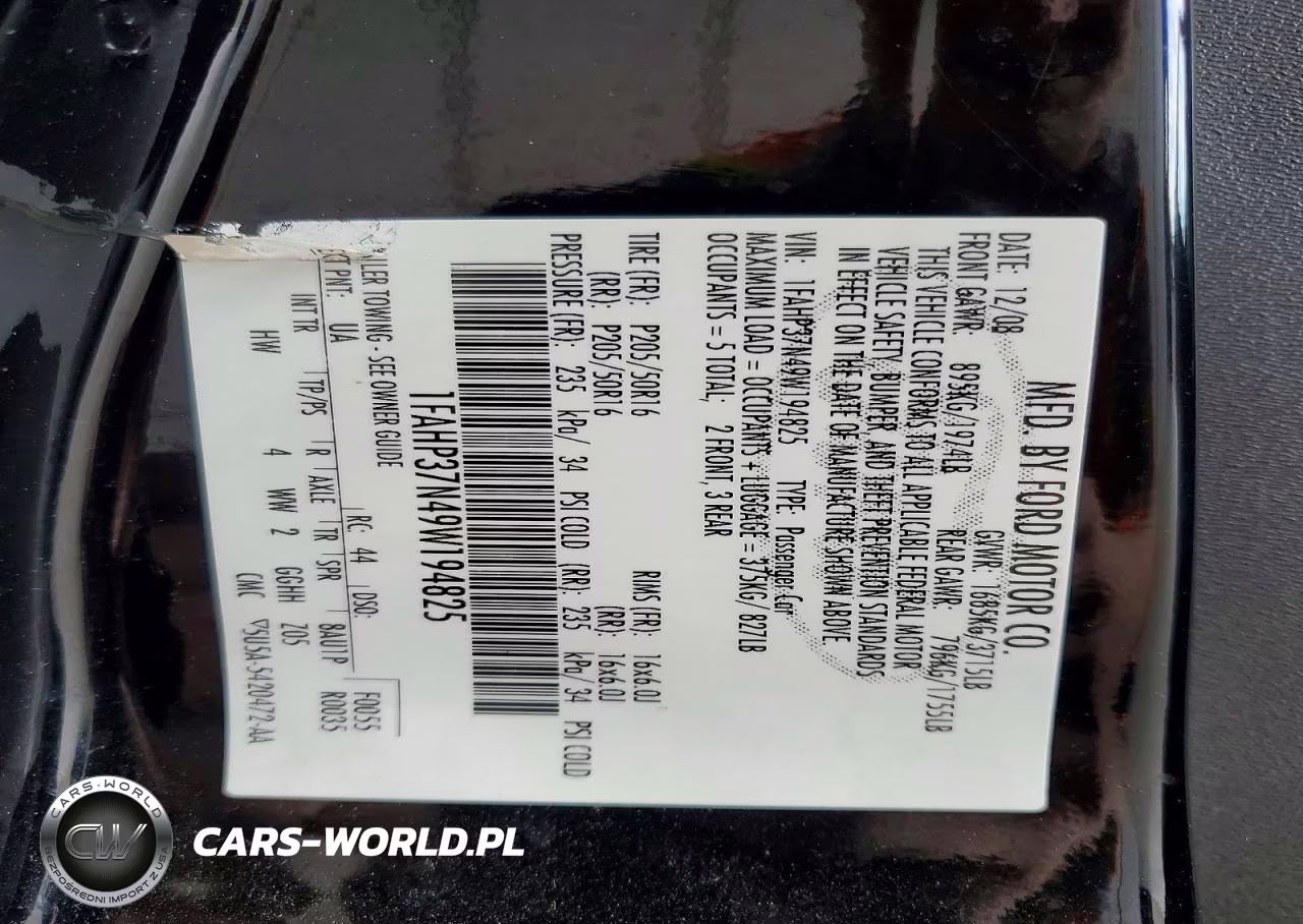 2009 Ford Focus Sel VIN:1FAHP37N49W194825 - 12
