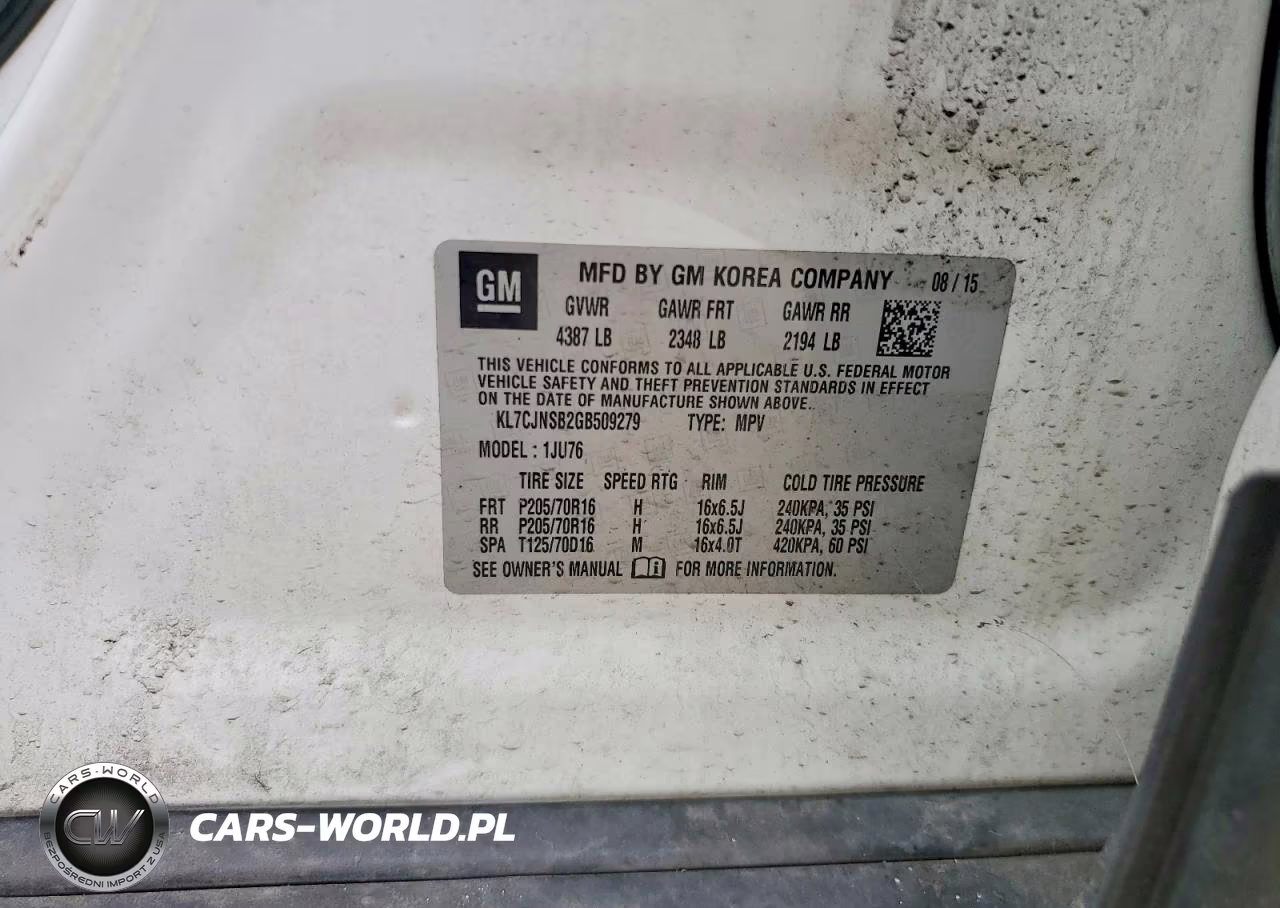 2016 Chevrolet Trax Ls VIN:KL7CJNSB2GB509279 - 13