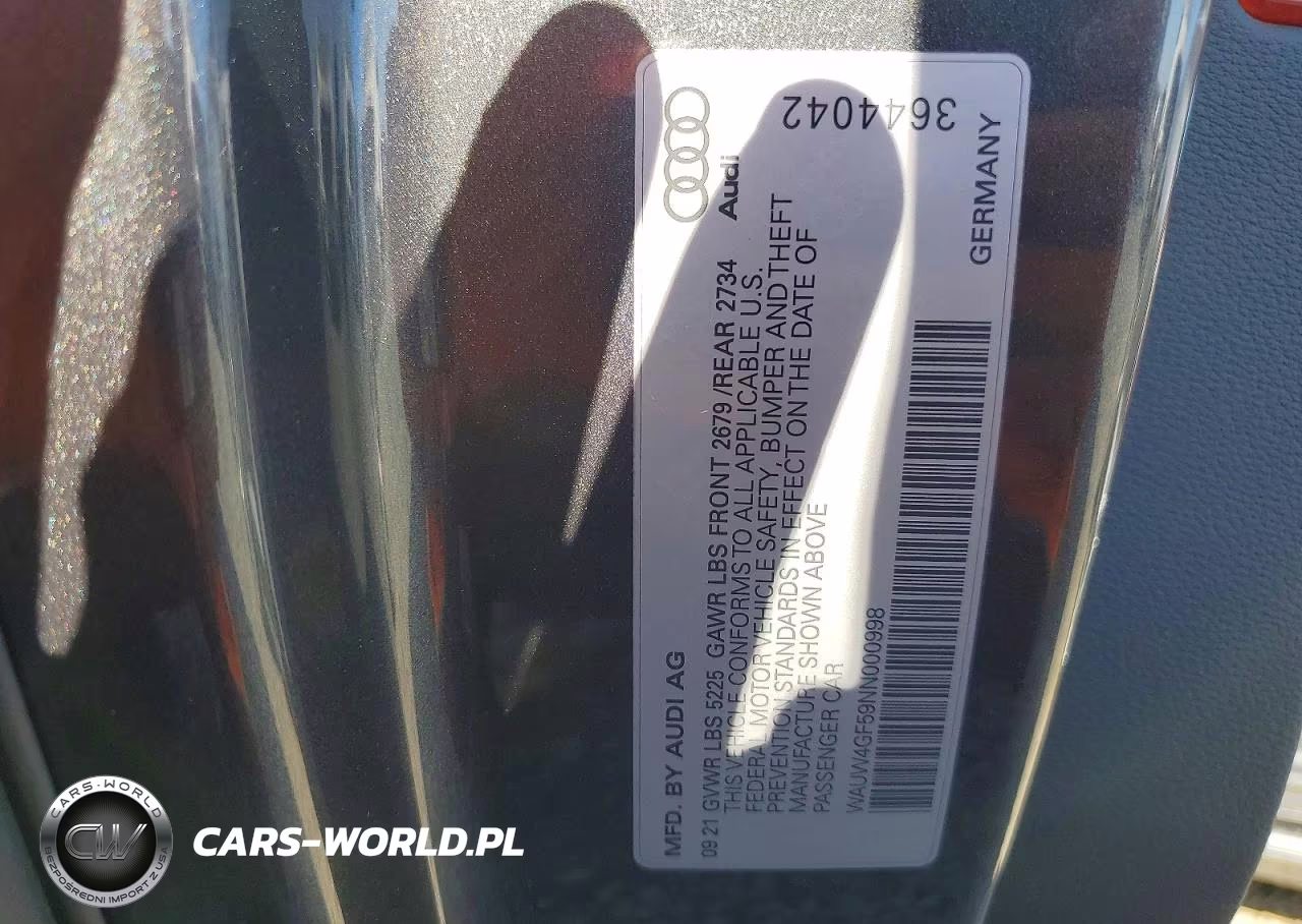 2022 Audi S5 Premium Plus VIN:WAUW4GF59NN000998 - 12