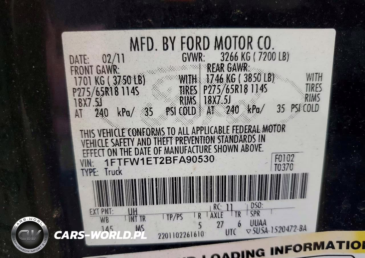 2011 Ford F150 Supercrew VIN:1FTFW1ET2BFA90530 - 12