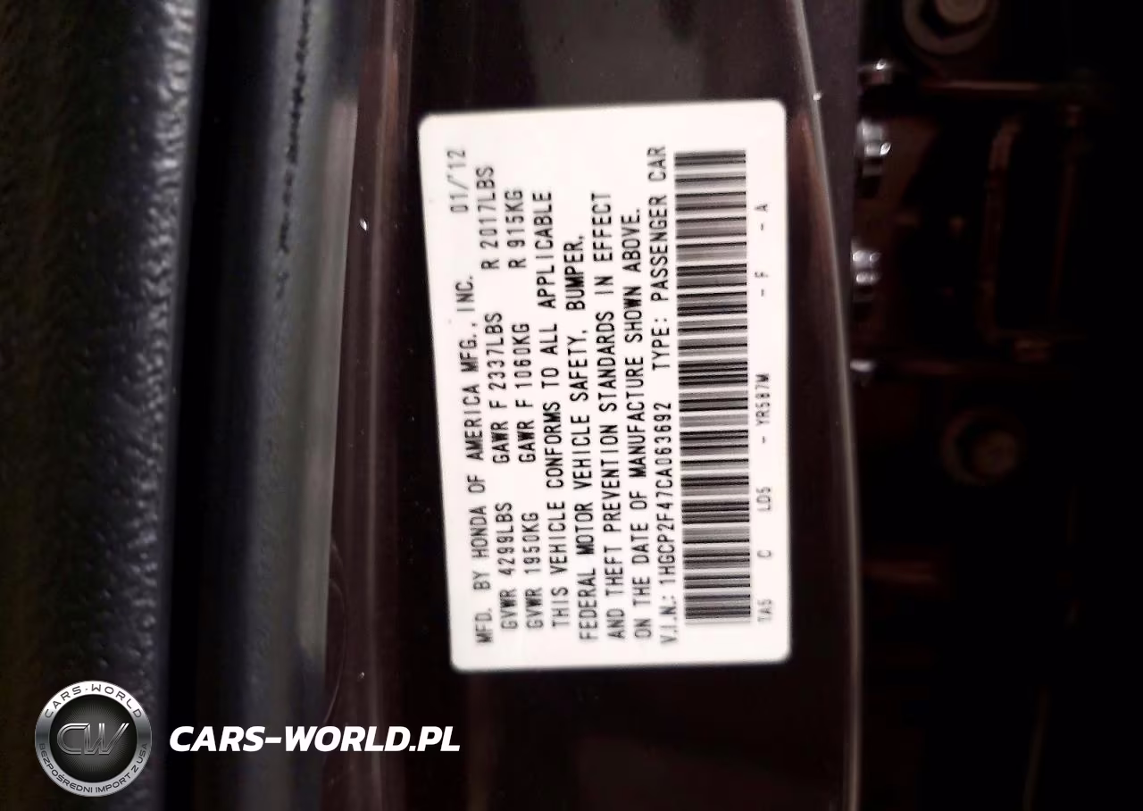2012 Honda Accord Lxp VIN:1HGCP2F47CA063692 - 13