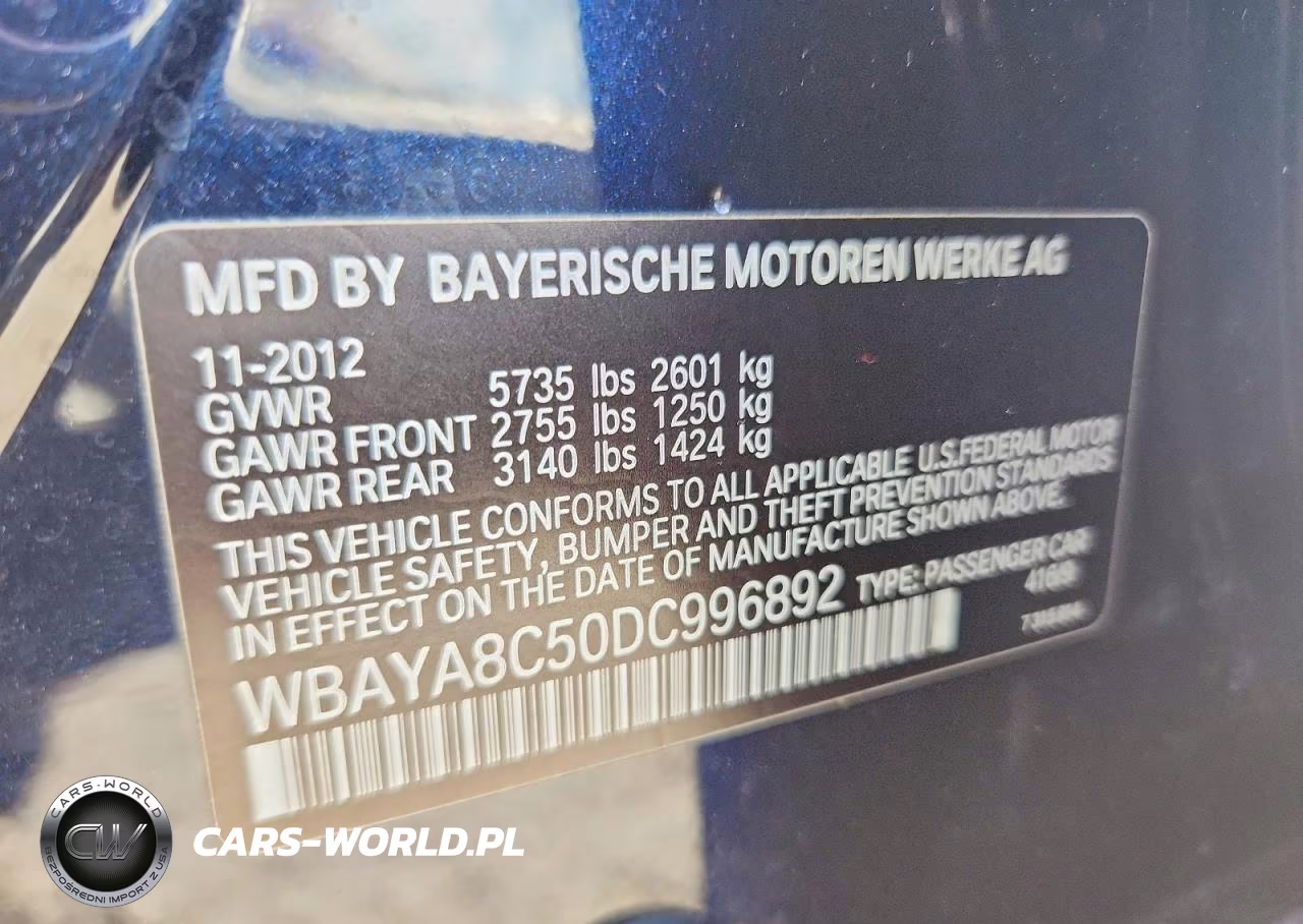2013 BMW 750 I VIN:WBAYA8C50DC996892 - 13