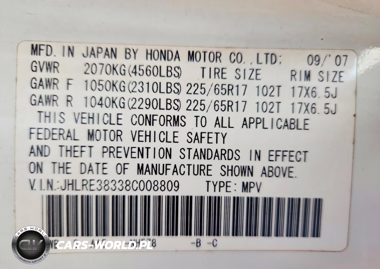 2008 Honda Cr-V Lx VIN:JHLRE38338C008809 - 13