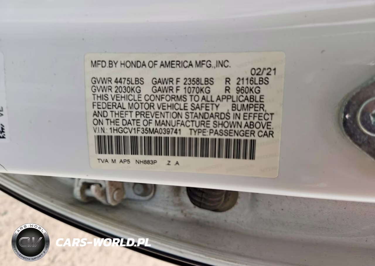 2021 Honda Accord Sport VIN:1HGCV1F35MA039741 - 13
