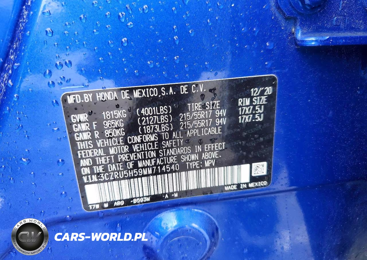 2021 Honda Hr-V Ex VIN:3CZRU5H59MM714540 - 14