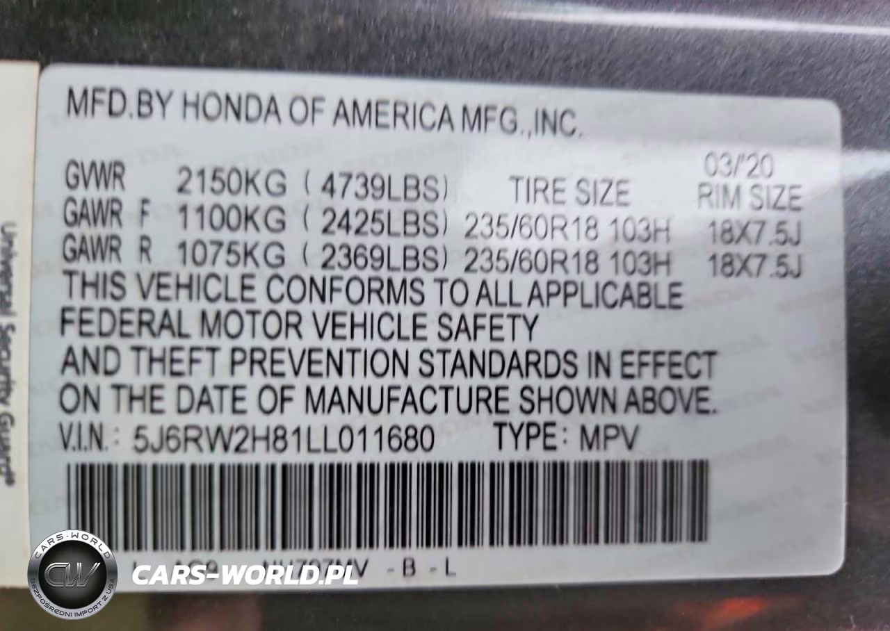 2020 Honda Cr-V Exl VIN:5J6RW2H81LL011680 - 14