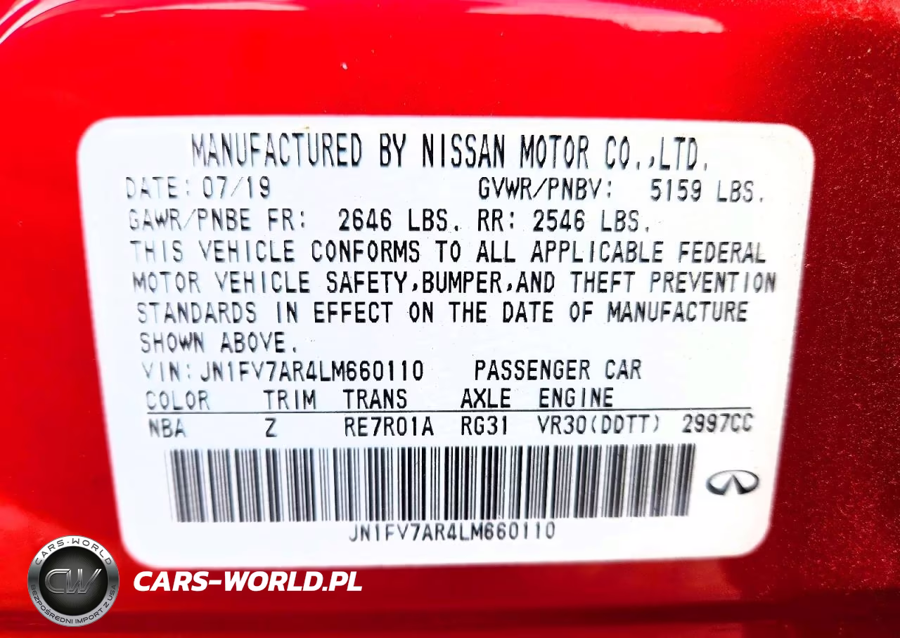 2020 Infiniti Q50 Red Sport 400 VIN:JN1FV7AR4LM660110 - 12