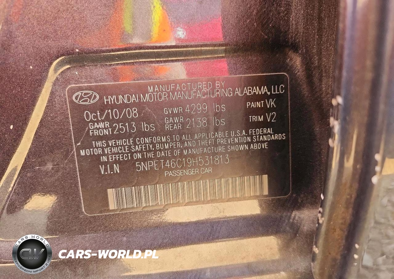 2009 Hyundai Sonata Gls VIN:5NPET46C19H531813 - 12