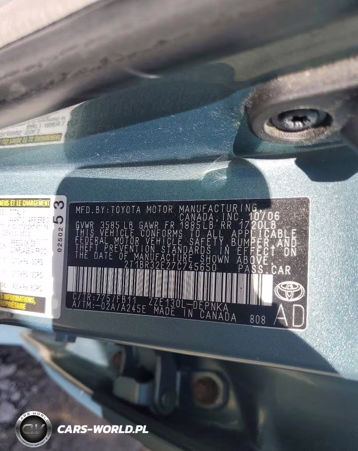 2007 Toyota Corolla Le VIN:2T1BR32E27C745650 - 13