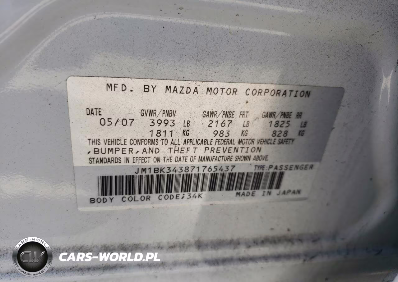 2007 Mazda 3 Hatchback VIN:JM1BK343871765437 - 13