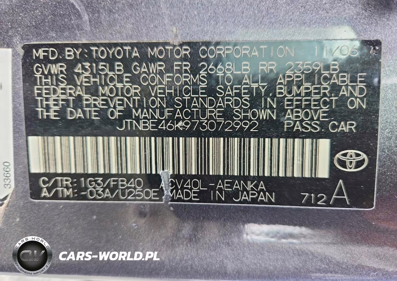 2007 Toyota Camry Le VIN:JTNBE46K973072992 - 12