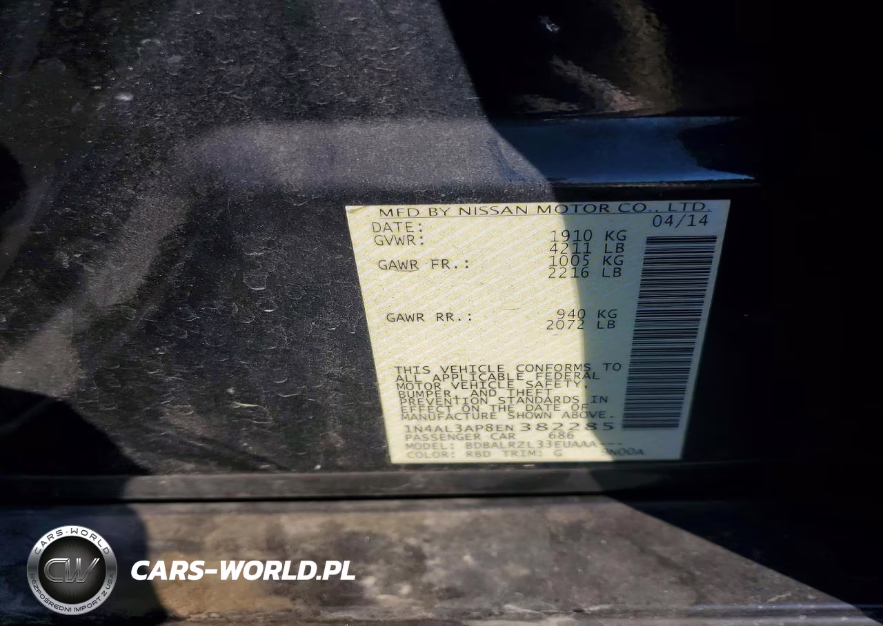 2014 Nissan Altima 2.5 S VIN:1N4AL3AP8EN382285 - 12