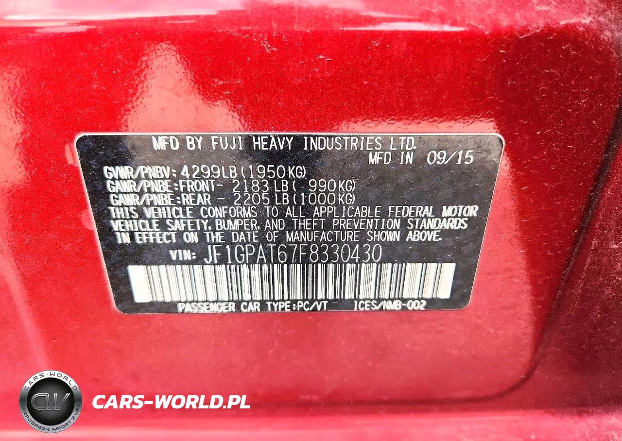 2015 Subaru Impreza Sport VIN:JF1GPAT67F8330430 - 13