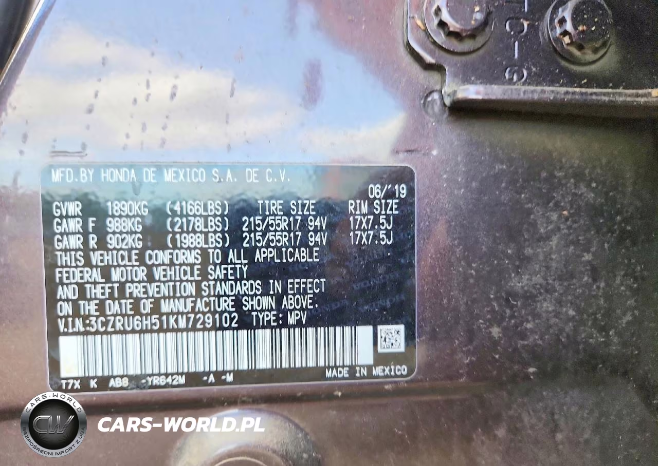 2019 Honda Hr-V Ex VIN:3CZRU6H51KM729102 - 12