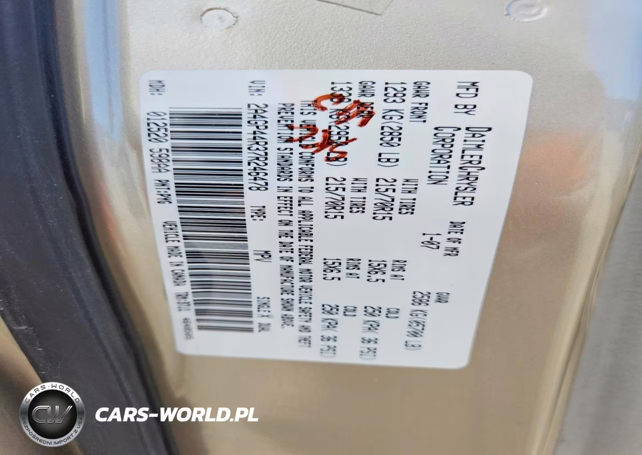 2007 Chrysler Town & Country Lx VIN:2A4GP44R37R246478 - 13