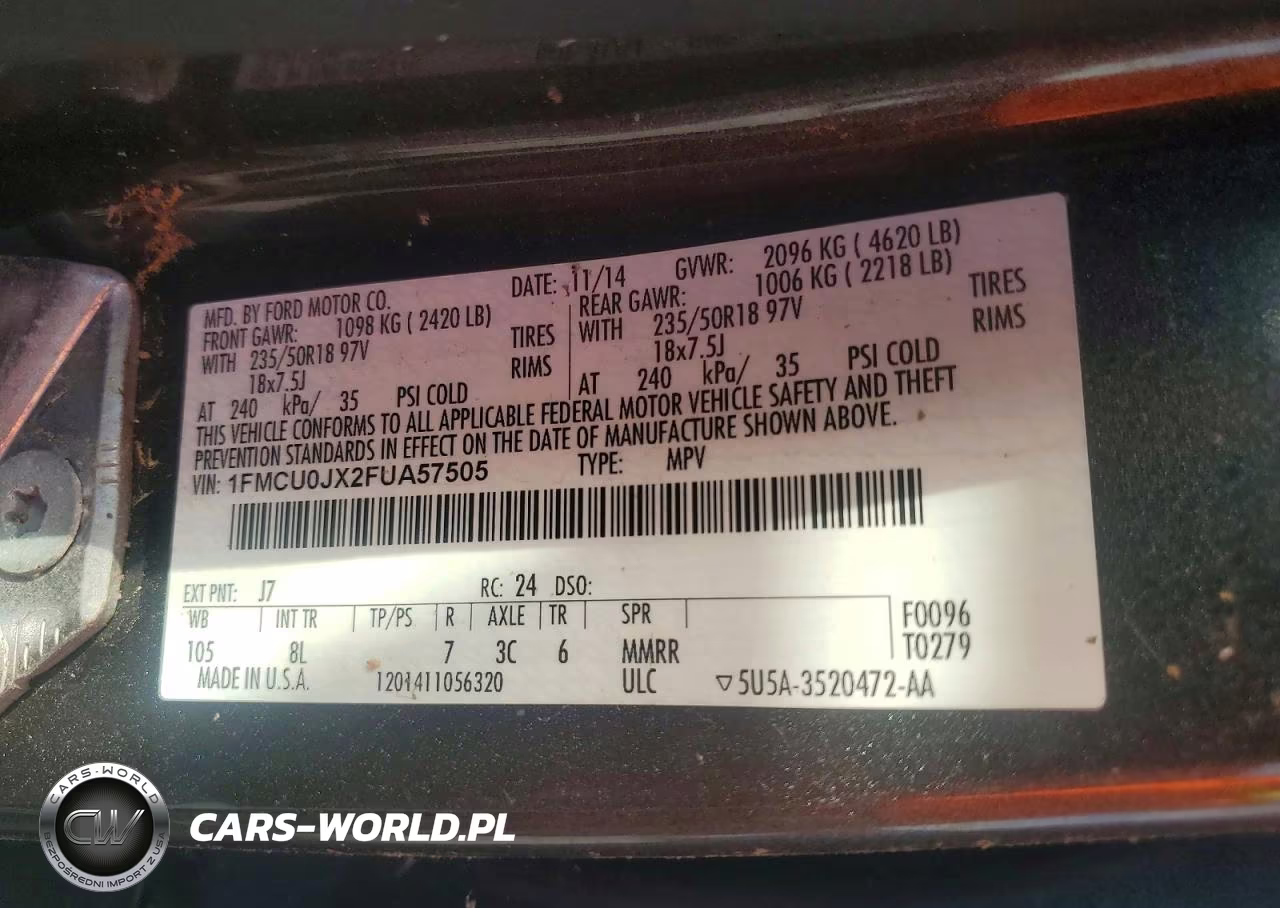 2015 Ford Escape Titanium VIN:1FMCU0JX2FUA57505 - 13