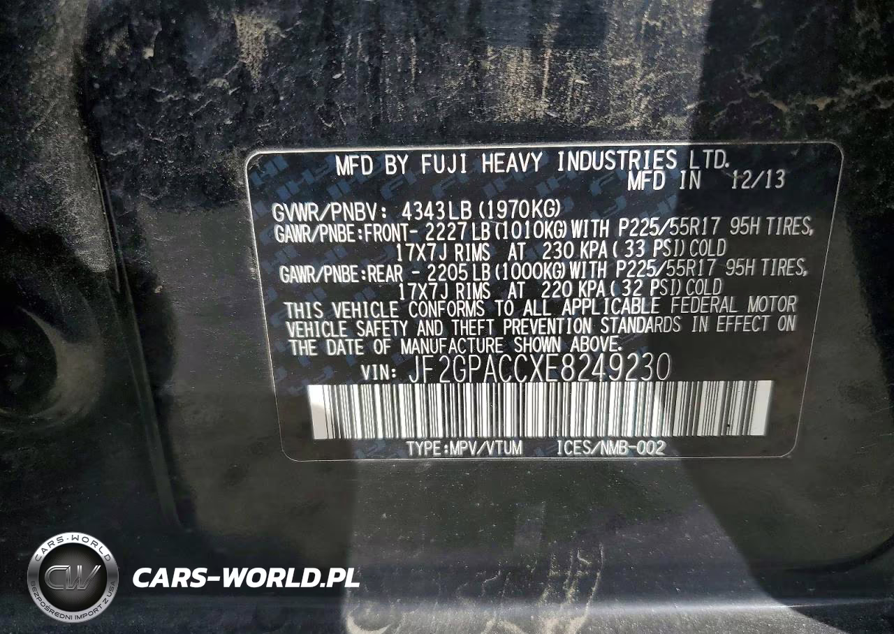 2014 Subaru Xv Crosstrek 2.0I Premium VIN:JF2GPACCXE8249230 - 12