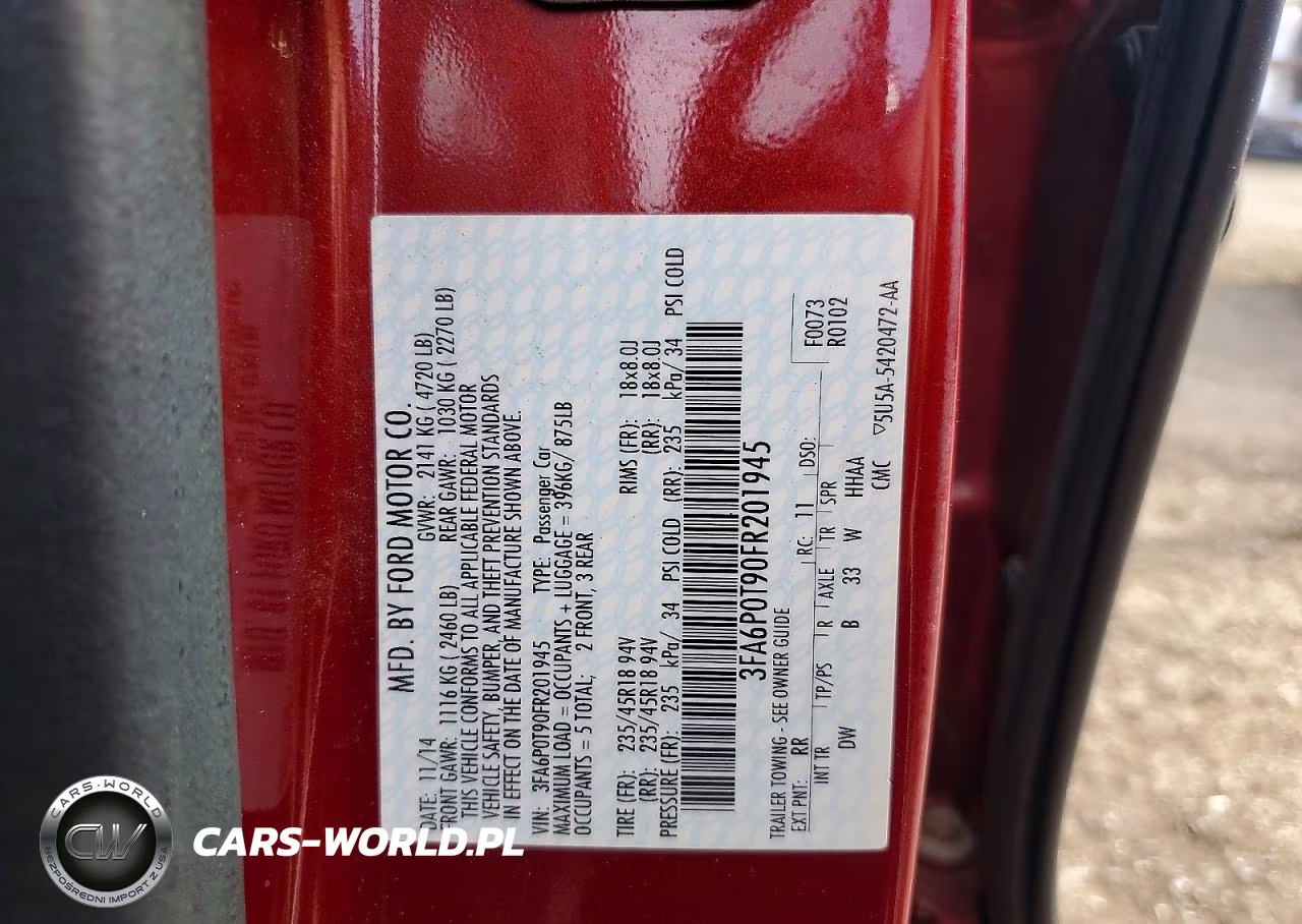 2015 Ford Fusion Se VIN:3FA6P0T90FR201945 - 12