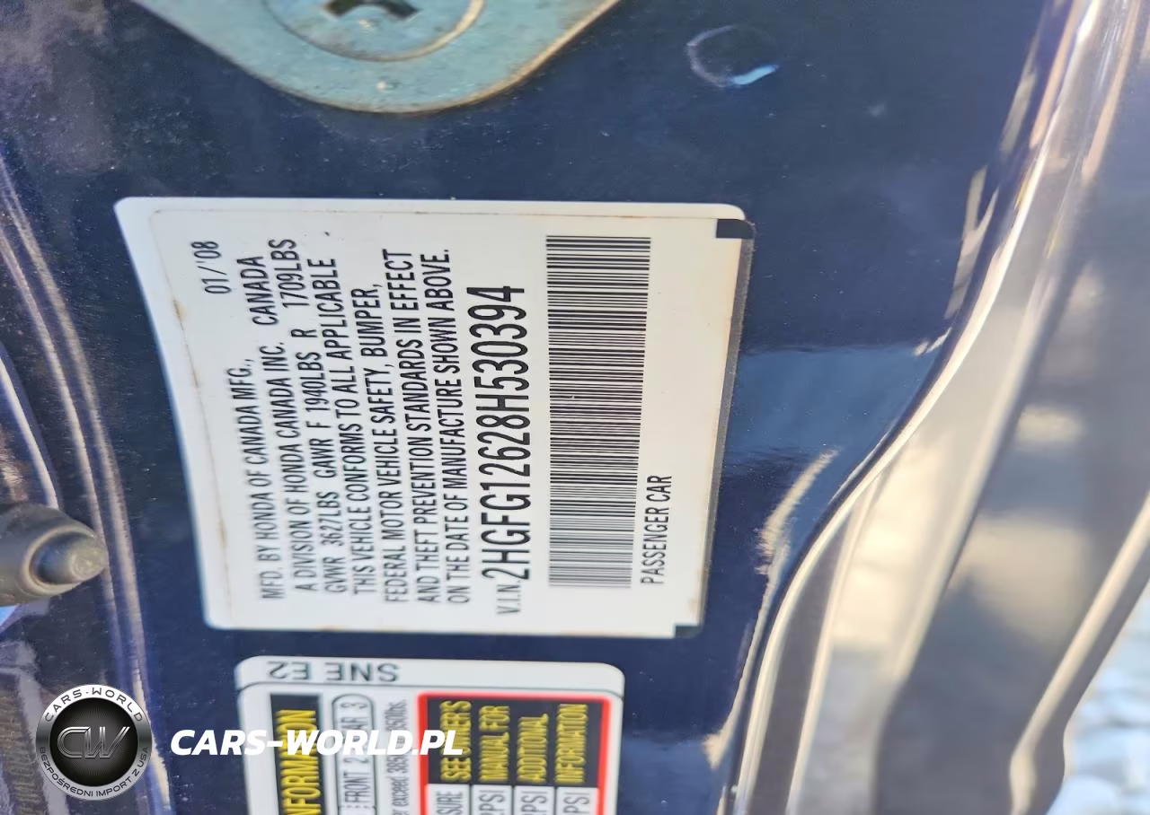 2008 Honda Civic Lx VIN:2HGFG12628H530394 - 12