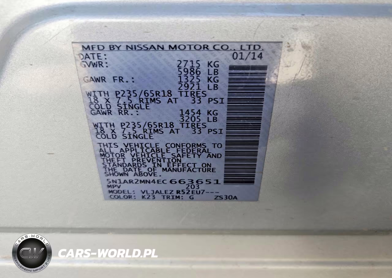 2014 Nissan Pathfinder Sv VIN:5N1AR2MN4EC663651 - 13