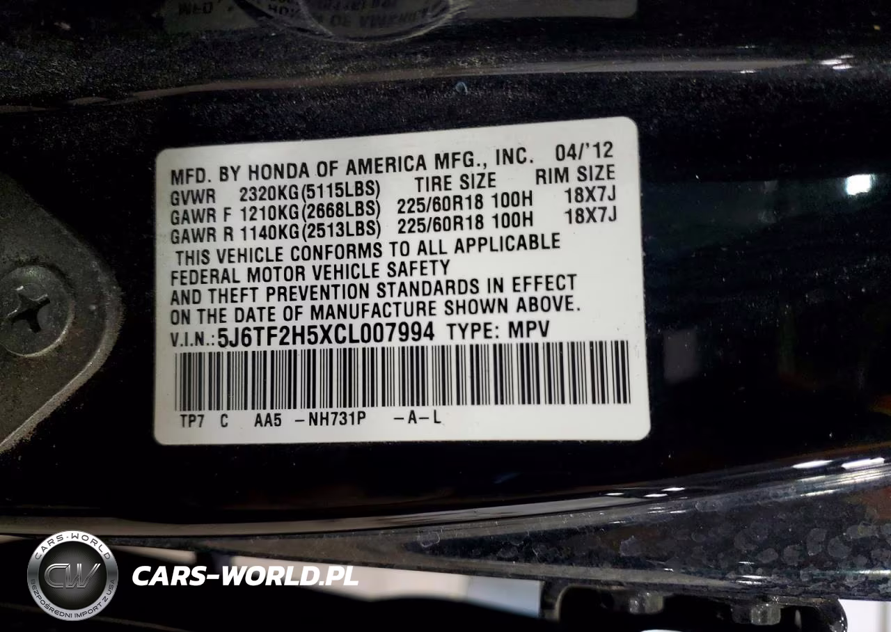 2012 Honda Crosstour Exl VIN:5J6TF2H5XCL007994 - 12