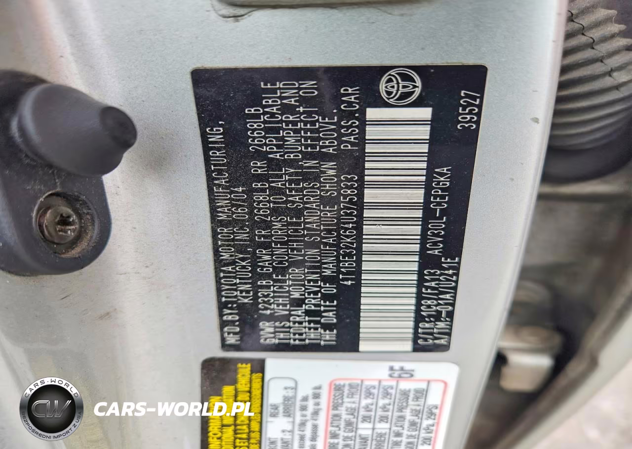 2004 Toyota Camry Xle VIN:4T1BE32K64U375833 - 12