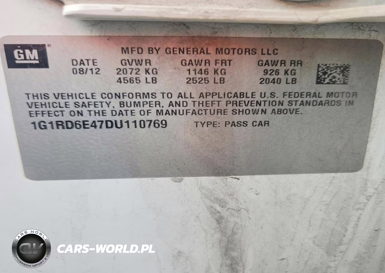 2013 Chevrolet Volt VIN:1G1RD6E47DU110769 - 12