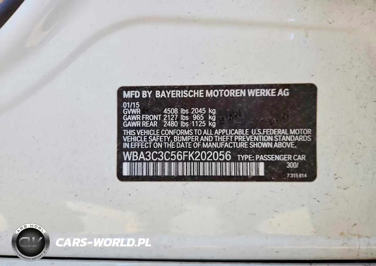2015 BMW 320 I xDrive VIN:WBA3C3C56FK202056 - 12