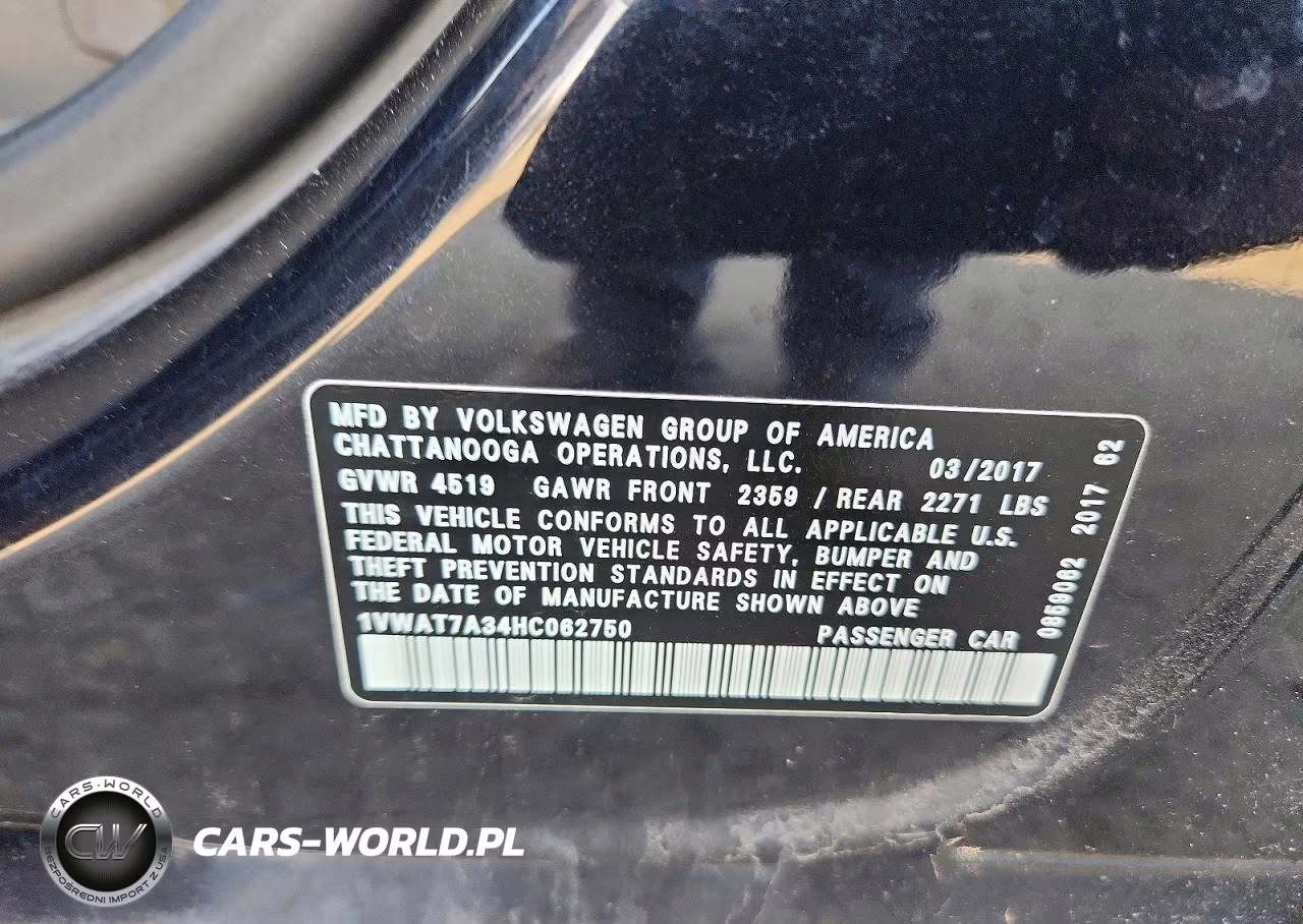 2017 Volkswagen Passat S VIN:1VWAT7A34HC062750 - 13