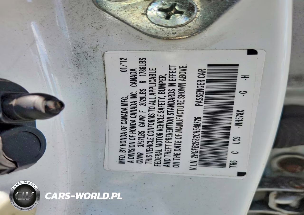 2012 Honda Civic Ex VIN:2HGFB2F82CH548726 - 12