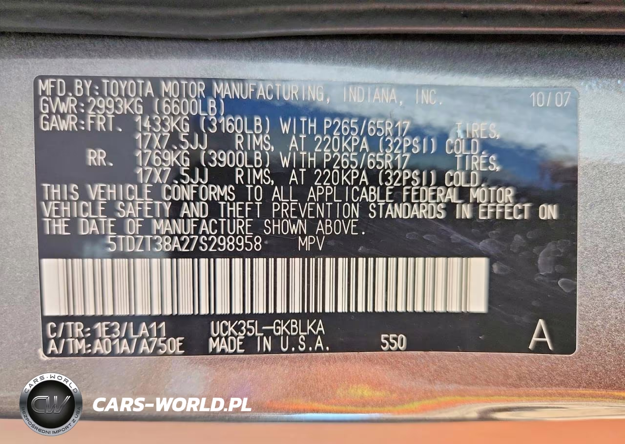 2007 Toyota Sequoia Limited VIN:5TDZT38A27S298958 - 13