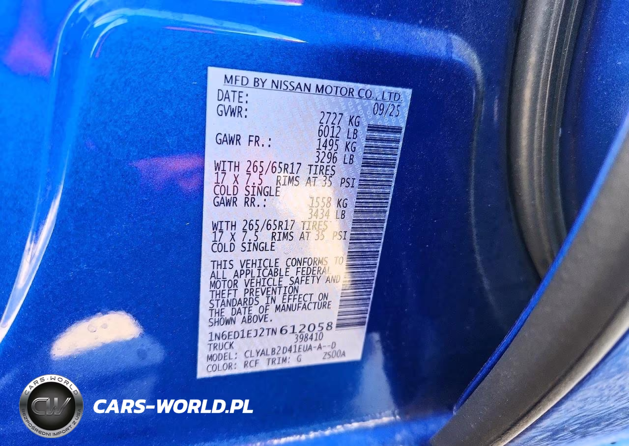 2026 Nissan Frontier Sv 4X2 VIN:1N6ED1EJ2TN612058 - 12