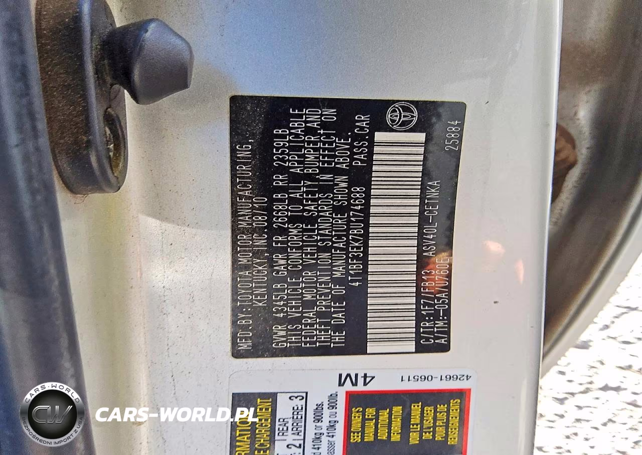 2011 Toyota Camry Le VIN:4T1BF3EK7BU174688 - 12