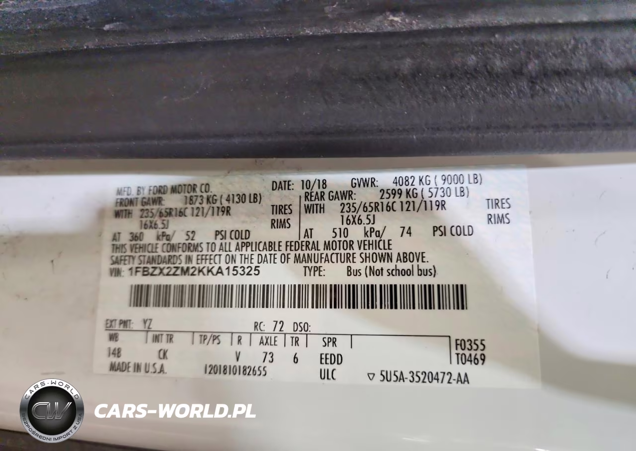 2019 Ford Transit T-350 VIN:1FBZX2ZM2KKA15325 - 13