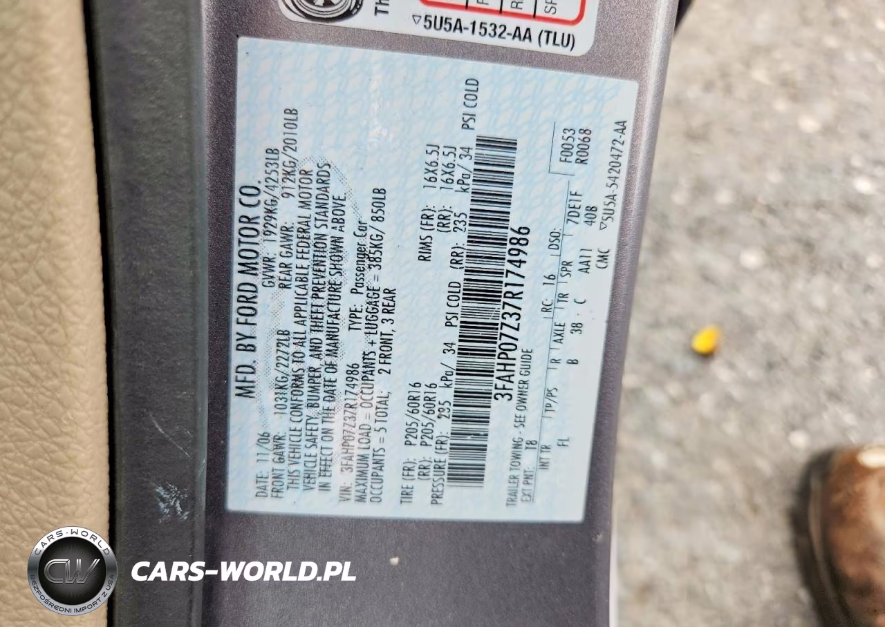2007 Ford Fusion Se VIN:3FAHP07Z37R174986 - 12