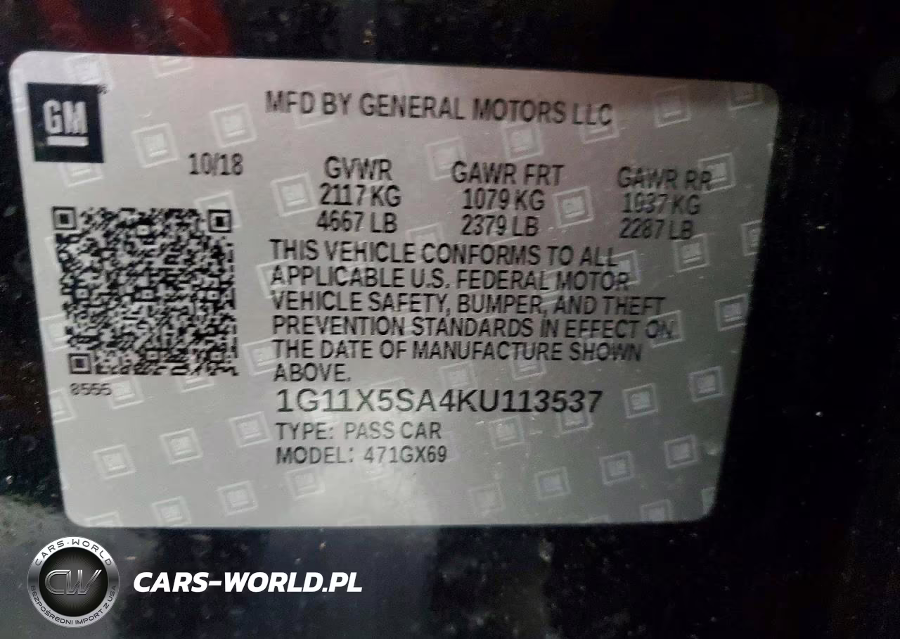 2019 Chevrolet Impala Ls VIN:1G11X5SA4KU113537 - 12