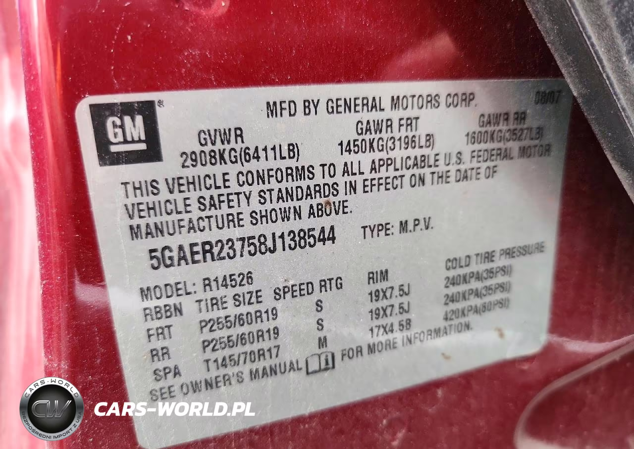 2008 Buick Enclave Cxl VIN:5GAER23758J138544 - 13