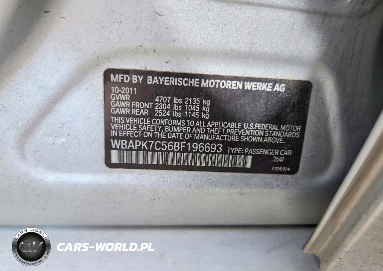 2011 BMW 328 Xi VIN:WBAPK7C56BF196693 - 12