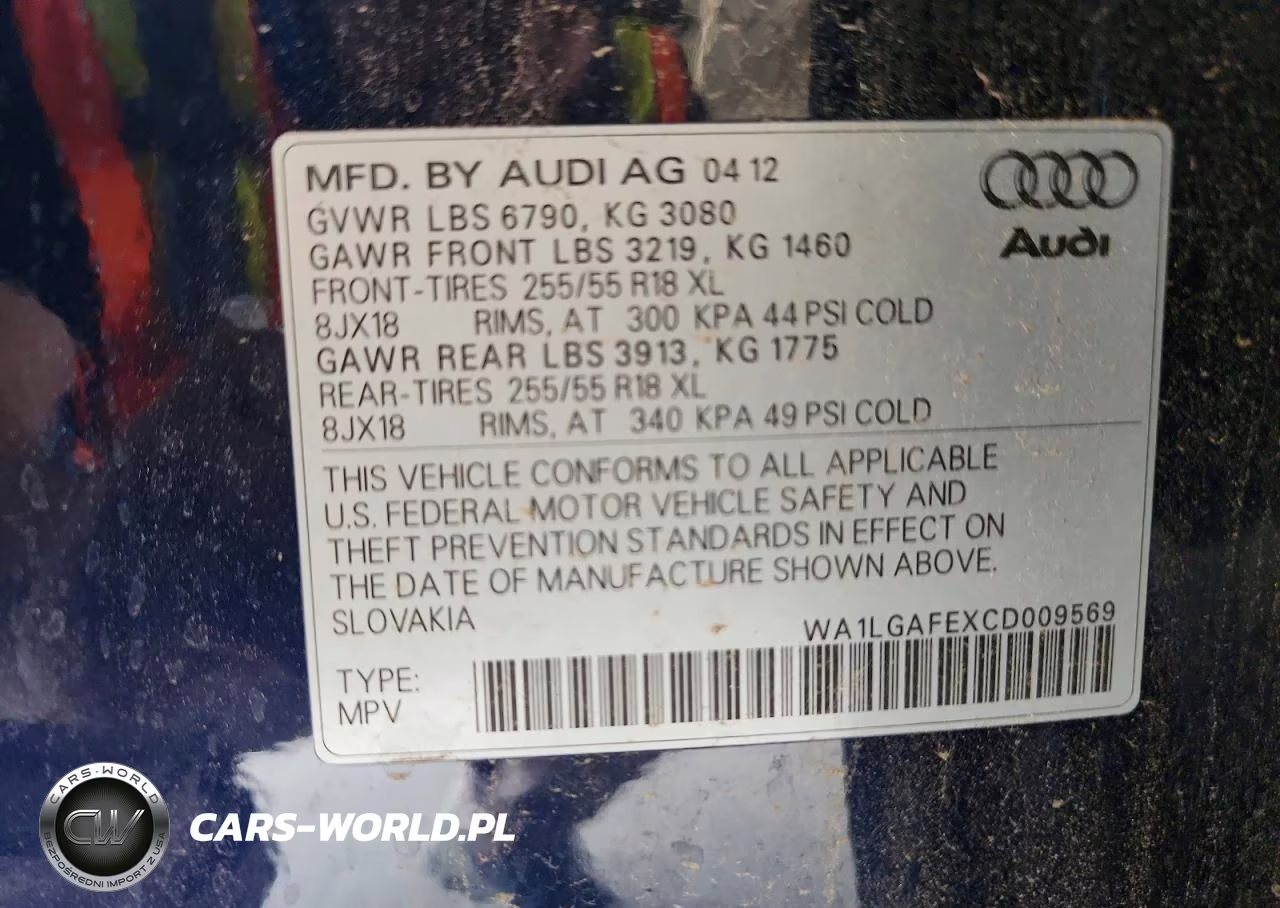 2012 Audi Q7 Premium Plus VIN:WA1LGAFEXCD009569 - 13