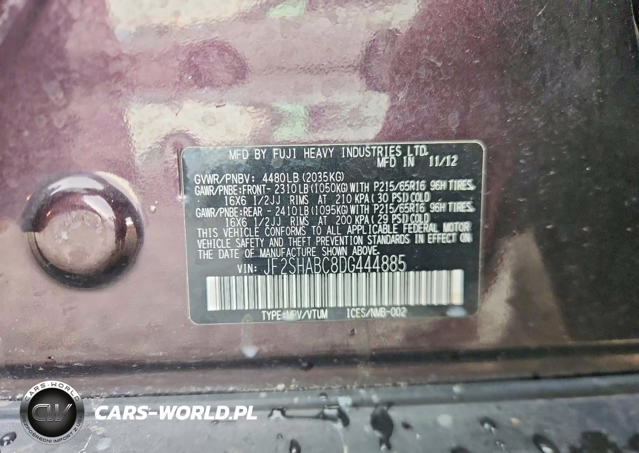 2013 Subaru Forester 2.5X VIN:JF2SHABC8DG444885 - 12