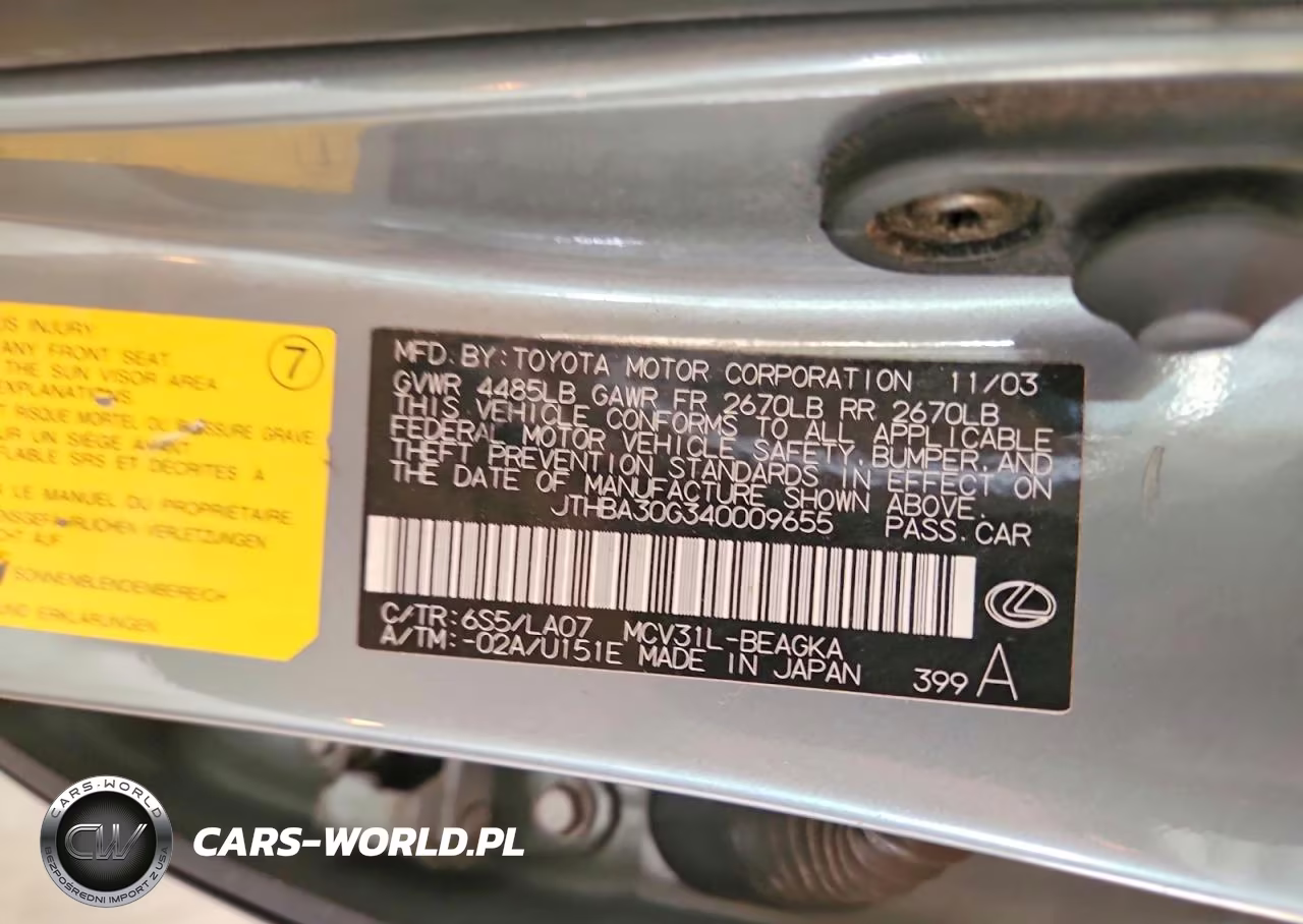 2004 Lexus Es 330 VIN:JTHBA30G340009655 - 12
