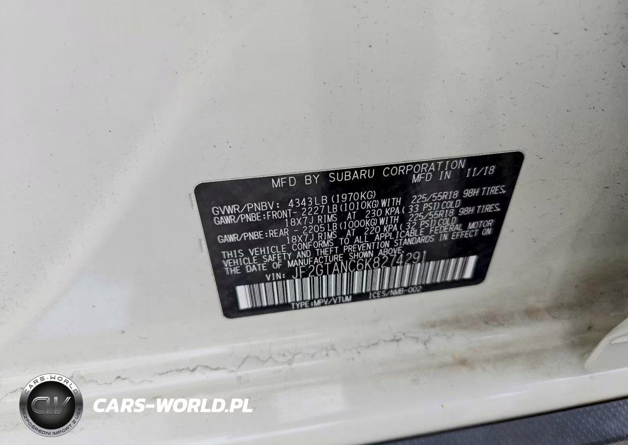 2019 Subaru Crosstrek Limited VIN:JF2GTANC6K8274291 - 12