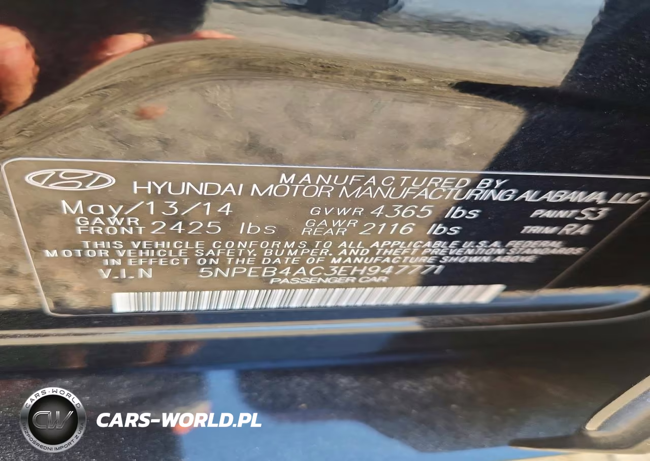 2014 Hyundai Sonata Gls VIN:5NPEB4AC3EH947771 - 12