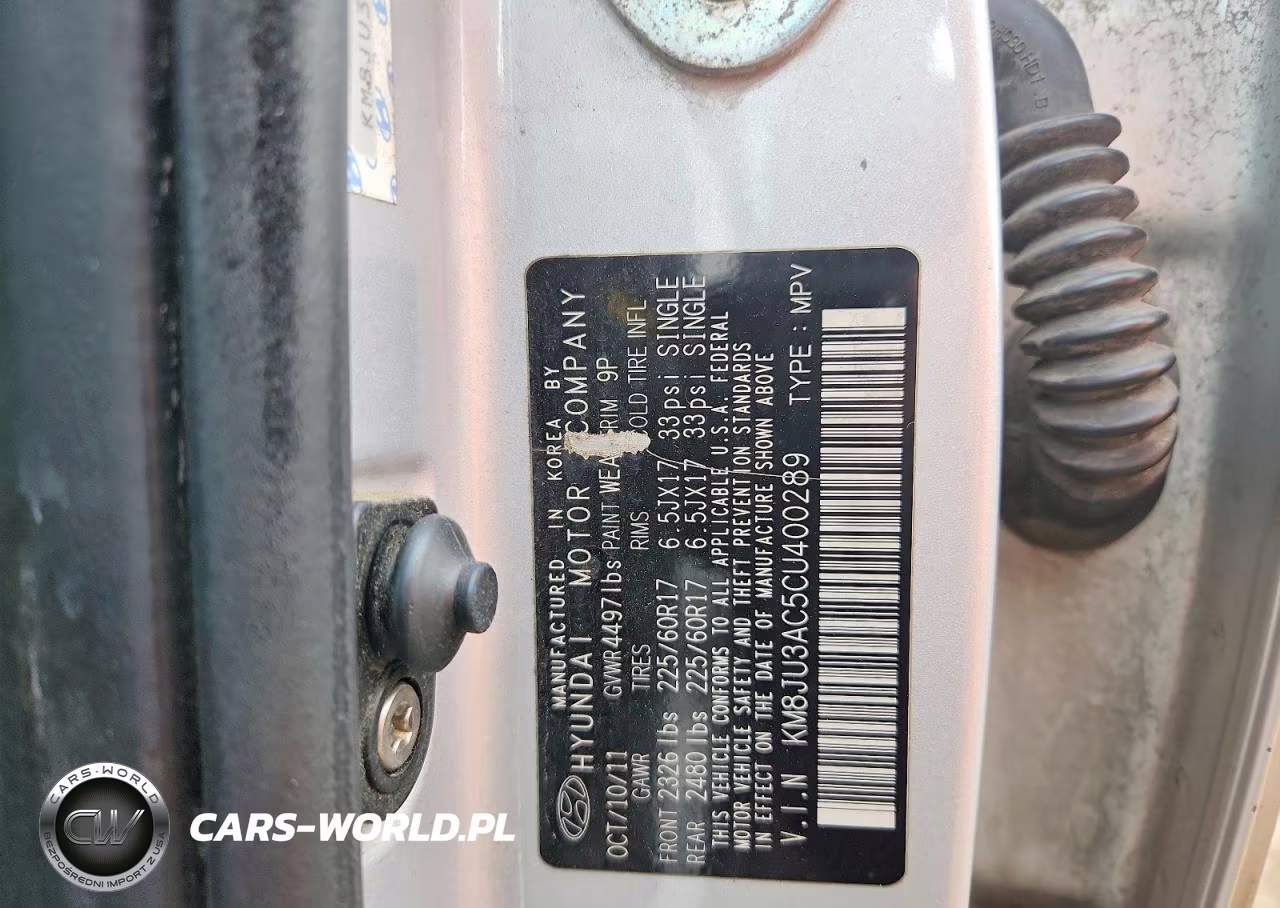 2012 Hyundai Tucson Gls VIN:KM8JU3AC5CU400289 - 12
