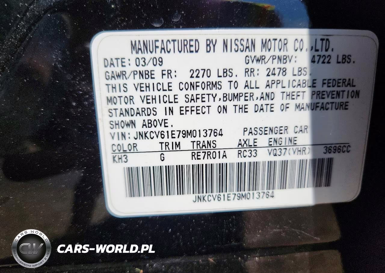2009 Infiniti G37 Sedan Base VIN:JNKCV61E79M013764 - 12