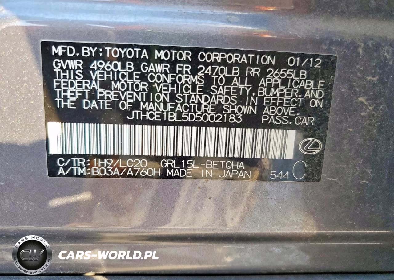 2013 Lexus Gs 350 VIN:JTHCE1BL5D5002183 - 12