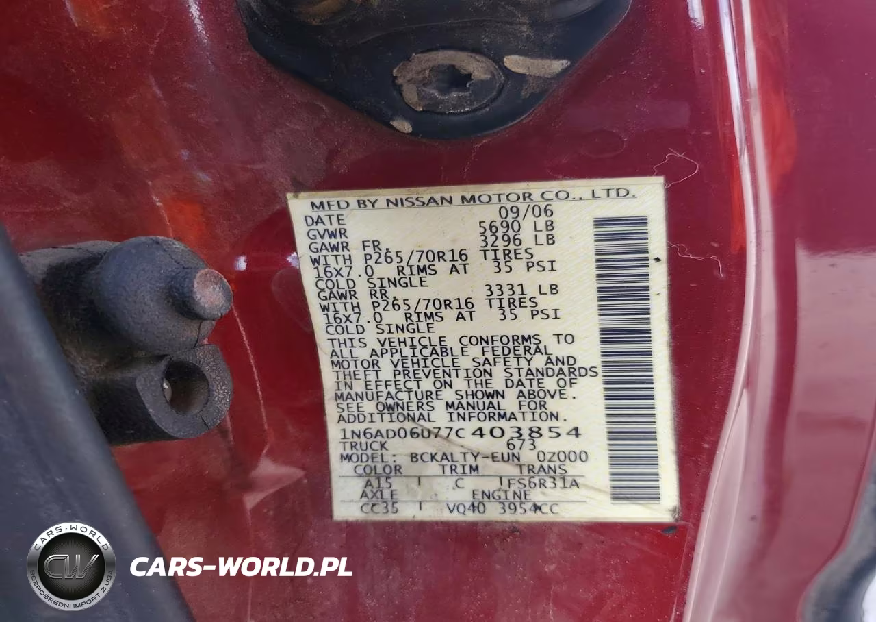 2007 Nissan Frontier Se VIN:1N6AD06U77C403854 - 12