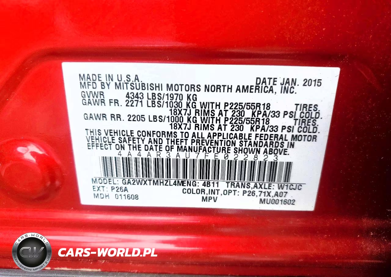 2015 Mitsubishi Outlander Sport Es VIN:4A4AR3AU7FE022823 - 12