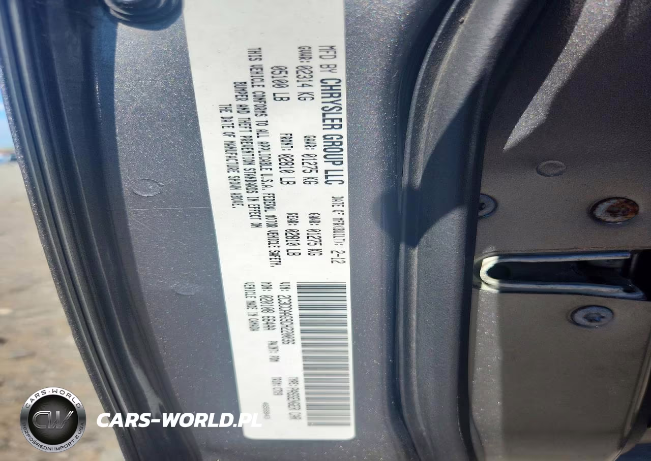 2012 Chrysler 300 VIN:2C3CCAAG9CH220036 - 12
