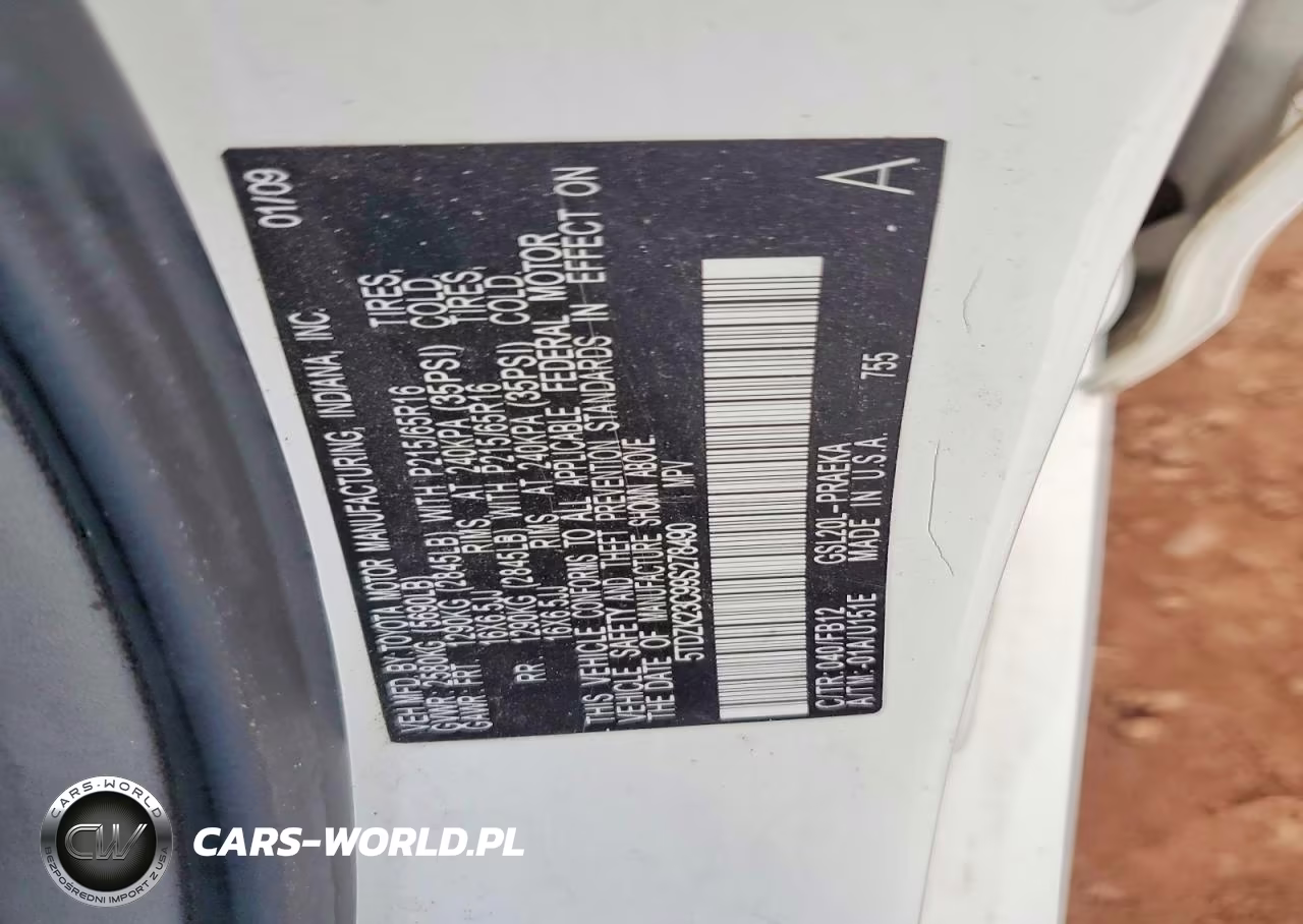 2009 Toyota Sienna Ce VIN:5TDZK23C99S278490 - 12